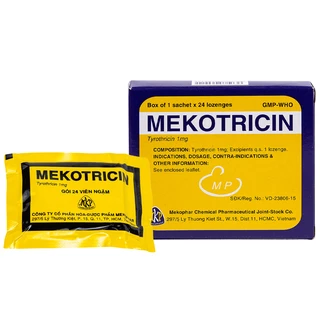 Viên ngậm Mekotricin 1mg Mekophar điều trị viêm họng, amidan cấp tính, viêm miệng, viêm lợi (24 viên)