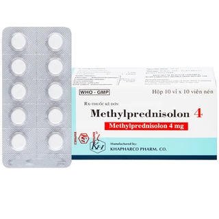 Thuốc Methylprednisolon 4 Khapharco kháng viêm, điều trị viêm khớp dạng thấp, lupus ban đỏ hệ thống (10 vỉ x 10 viên)