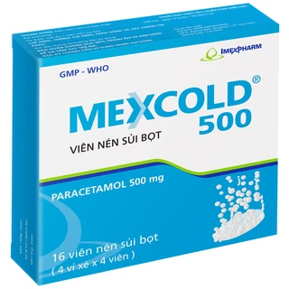 Thuốc Mexcold 500mg Imexpharm điều trị các chứng đau và sốt từ nhẹ đến vừa (4 vỉ 4 viên)