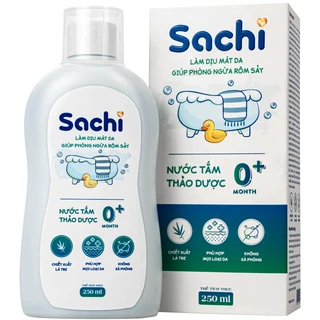 Nước tắm gội thảo dược cho bé Sachi Làm dịu mát da và phòng ngừa rôm sảy chai 250ml