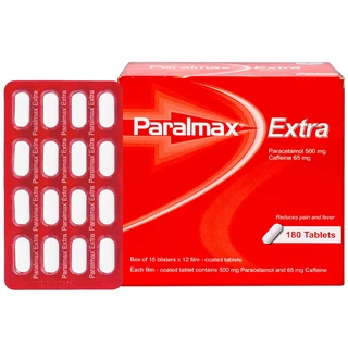 Viên nén Paralmax Extra 500mg/65mg Boston giảm đau nhẹ đến trung bình và hạ sốt  (15 vỉ x 12 viên)