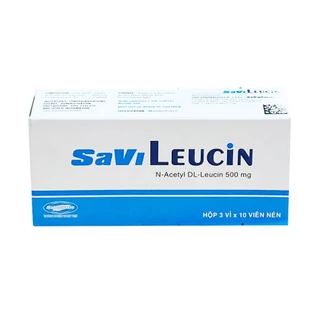 Thuốc Savi Leucin 500mg Savi điều trị triệu chứng cơn chóng mặt (3 vỉ x 10 viên)