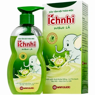 Sữa tắm gội thảo mộc Ích Nhi hương lá giúp làm sạch da, hỗ trợ giảm rôm sảy (200g)