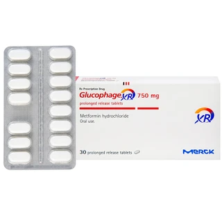 Thuốc Glucophage XR 750mg Merck điều trị tiểu đường típ 2 (2 vỉ x 15 viên)
