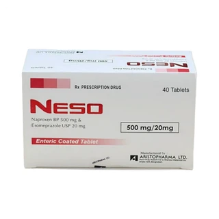 Thuốc Neso 500mg/20mg Aristopharma giảm triệu chứng của viêm xương khớp (10 vỉ x 4 viên)