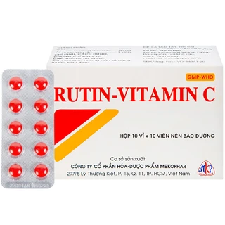 Thuốc Rutin-Vitamin C Mekophar hỗ trợ điều trị các hội chứng chảy máu, xơ cứng (10 vỉ x 10 viên)