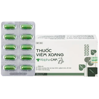 Thuốc viêm xoang Abipha Cap điều trị viêm xoang, nghẹt mũi, sổ mũi, viêm mũi dị ứng (3 vỉ x 10 viên)