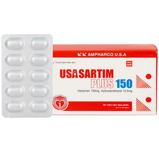 Thuốc Usasartim Plus 150 Ampharco điều trị tăng huyết áp (3 vỉ x 10 viên)