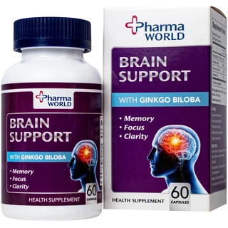 Viên uống bổ não, hỗ trợ cải thiện suy giảm trí nhớ Brain Support Pharma World (60 viên)