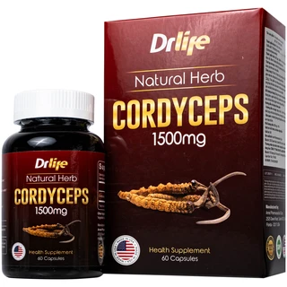 Viên uống Đông Trùng Hạ Thảo tăng cường sức đề kháng, giảm mệt mỏi DrLife Cordyceps 1500mg (60 viên)