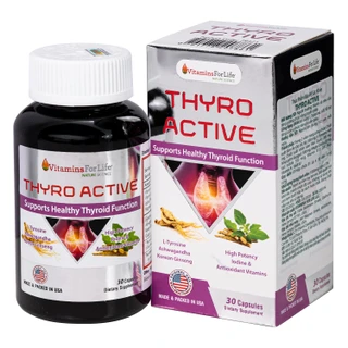Viên uống bổ sung L-Tyrosine, I-ốt, hỗ trợ tăng cường chức năng tuyến giáp Thyro Active Vitamins For Life (Hộp 30 viên)