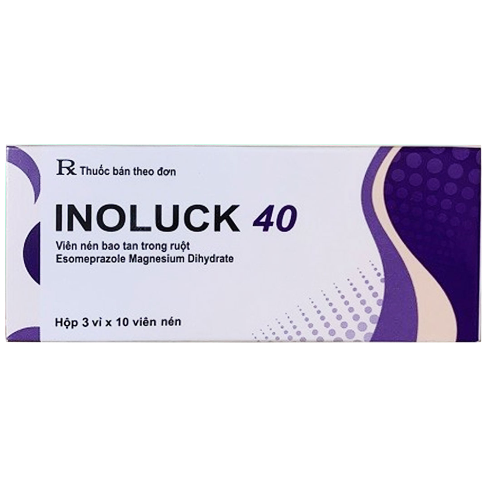 Hình ảnh Thuốc Inoluck 40 Sterling Healthcare điều trị viêm loét dạ dày, tá tràng, trào ngược dạ dày - thực quản (3 vỉ x 10 viên)