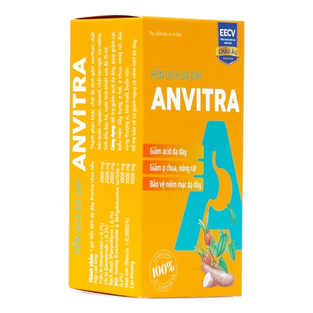 Hình ảnh Hỗn dịch dạ dày Anvitra 15ml giảm acid dạ dày, ợ chua, nóng rát, bảo vệ niêm mạc dạ dày (15 gói)