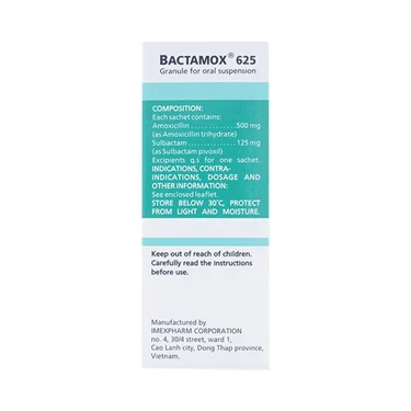 Thuốc Bactamox 625Mg trị viêm amidan, viêm xoang