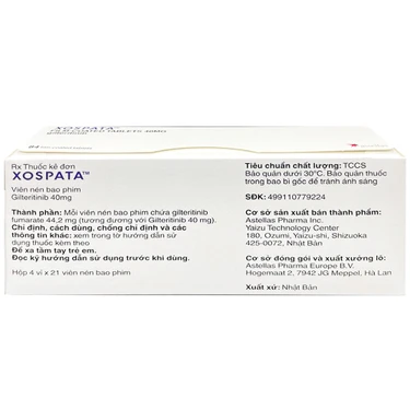 Thuốc Xospata 40mg Astellas điều trị cho người lớn mắc bệnh bạch cầu ...