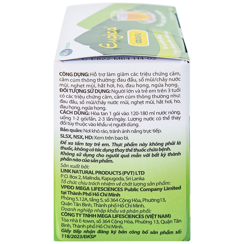 Hình ảnh Tinh chất thảo dược Eugica Cold & Flu hỗ trợ giảm các triệu chứng cảm, cảm cúm (10 gói x 4g)