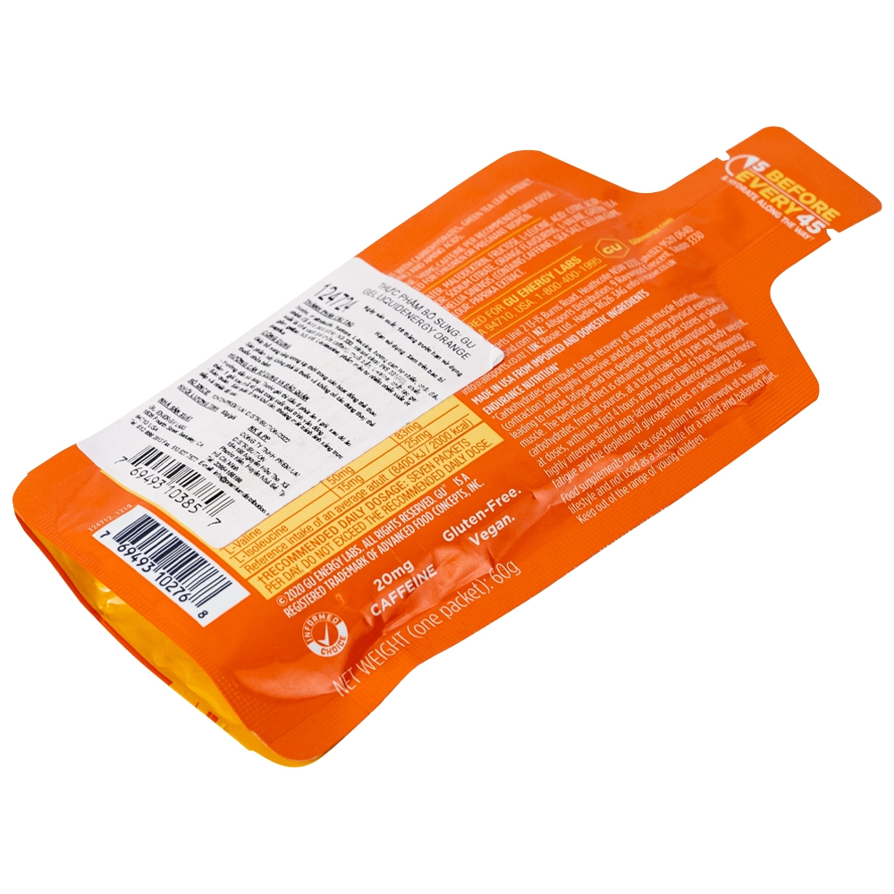 Hình ảnh Thực phẩm bổ sung GU Gel Liquid Energy Orange 60g bổ sung năng lượng trong các hoạt động thể thao