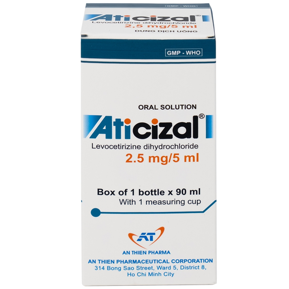 Hình ảnh Dung dịch uống Aticizal 2,5mg/5ml An Thiên điều trị triệu chứng viêm mũi dị ứng (90ml)