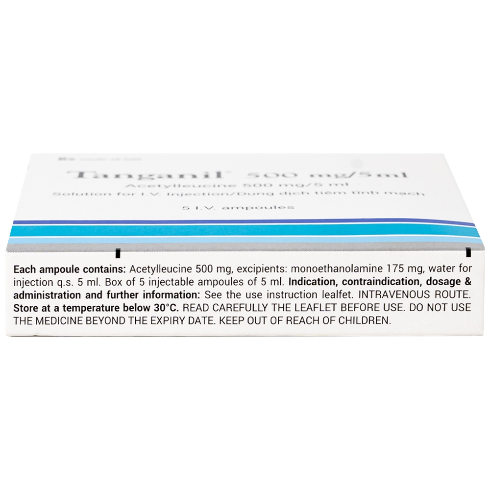 Hình ảnh Thuốc tiêm Tanganil 500mg/5ml Pierre Fabre điều trị triệu chứng các cơn chóng mặt (1 vỉ x 5 ống x 25ml)