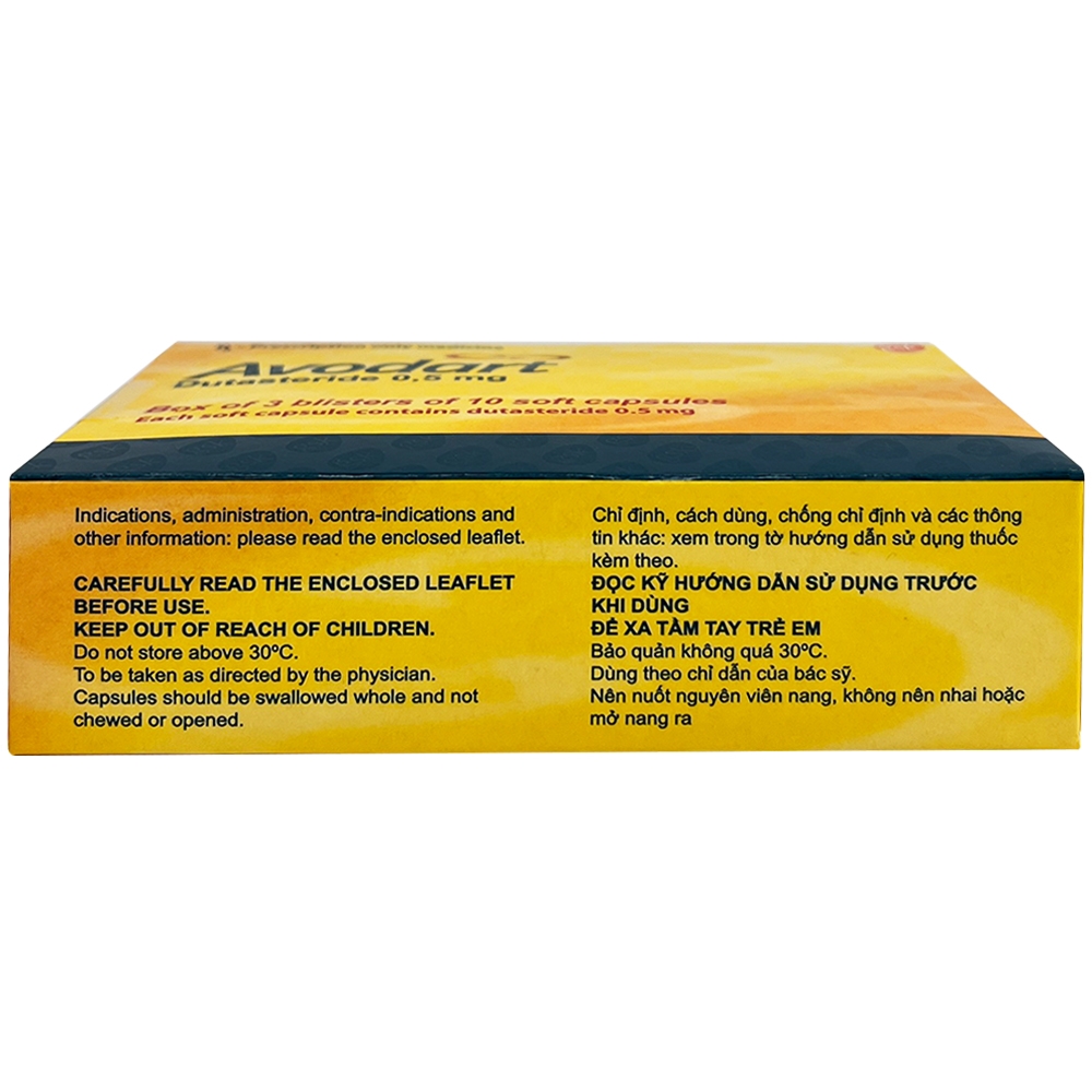 Hình ảnh Thuốc Avodart 0.5mg GSK điều trị tăng sản lành tính tuyến tiền liệt (3 vỉ x 10 viên)