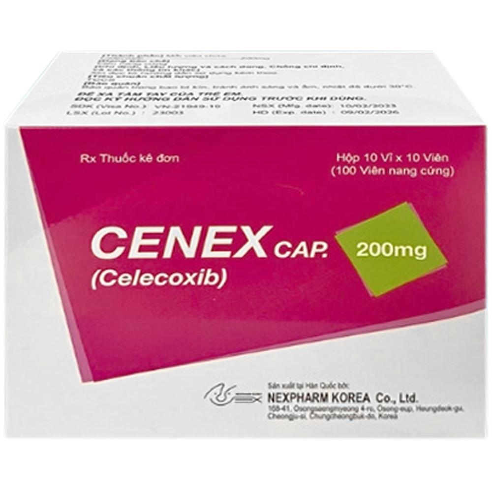 Hình ảnh Thuốc Cenex Cap 200mg Nexpharm Korea điều trị thoái hóa khớp, viêm khớp dạng thấp (10 vỉ x 10 viên)