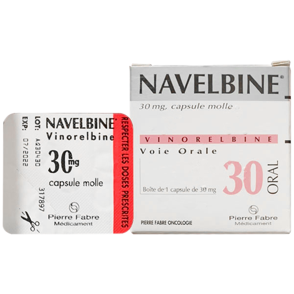 Hình ảnh Thuốc Navelbine 30mg Pierre Fabre điều trị ung thư phổi, ung thư vú (1 vỉ x 1 viên)