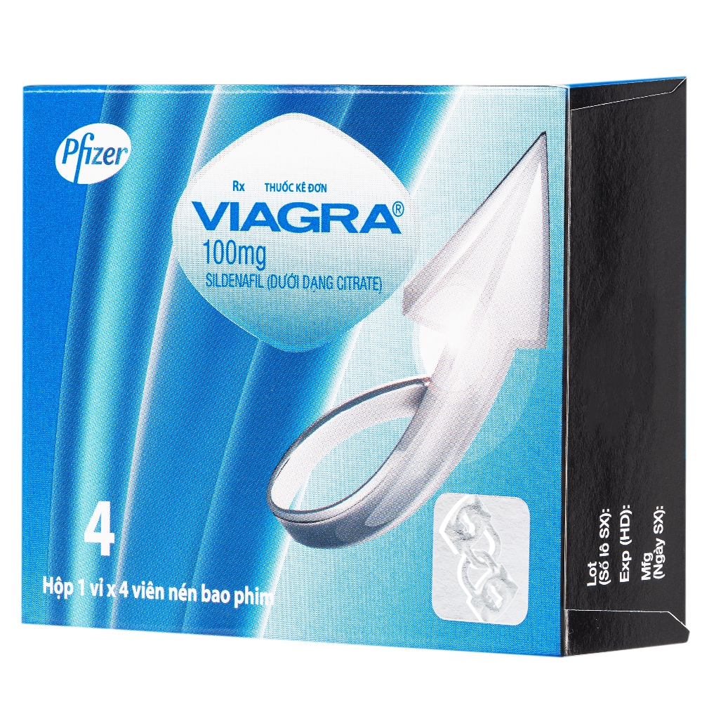 Hình ảnh Thuốc Viagra 100mg Viatris điều trị rối loạn cương dương (1 vỉ x 4 viên)