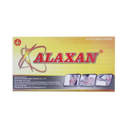 Thuốc Alaxan United giảm các cơn đau cơ xương, nhức đầu, đau bụng kinh, nhức răng (25 vỉ x 4 viên)