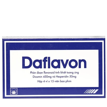 Thuốc Daflavon Pymepharco điều trị triệu chứng liên quan đến suy tuần hoàn tĩnh mạch bạch huyết (60 viên)