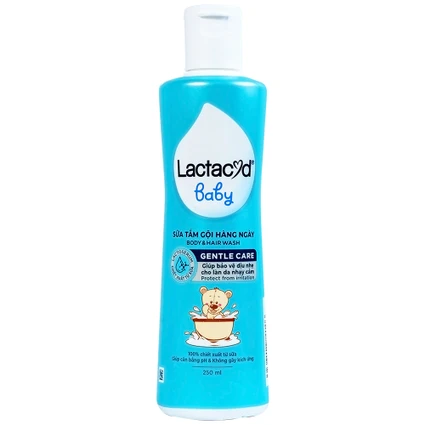 Sữa tắm gội cho bé Lactacyd Baby Gentle Care giảm rôm sảy, hăm kẽ (250ml)