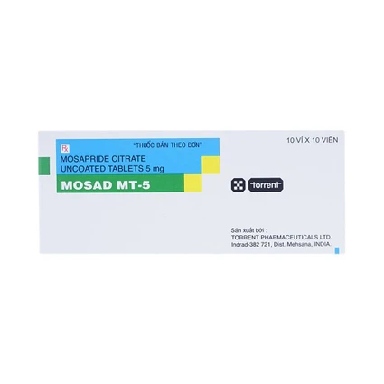 Thuốc Mosad MT-5 Torrent điều trị các triệu chứng dạ dày - ruột (10 vỉ x 10 viên)