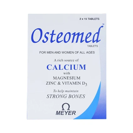 Viên nén Osteomed Meyer bổ sung canxi, Magne, kẽm, vitamin D3 và khoáng chất (2 vỉ x 15 viên)