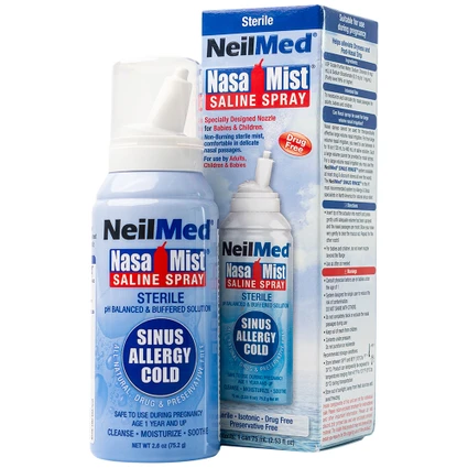 Xịt mũi Neilmed Nasamist Saline Spray 75ml giúp vệ sinh mũi xoang, làm ẩm và làm trơn mũi khô