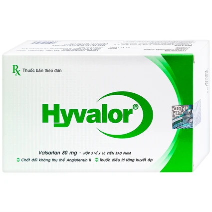 Thuốc Hyvalor 80mg điều trị tăng huyết áp, suy tim (3 vỉ x 10 viên)