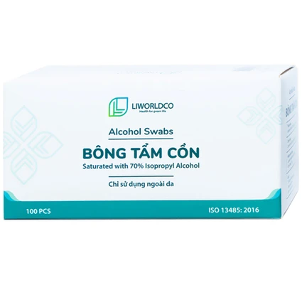 Bông tẩm cồn Alcohol Swabs Liworldco (100 miếng) làm sạch và khử trùng da trước khi tiêm