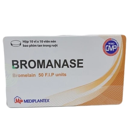 Thuốc Bromanase điều trị viêm sưng, phù nề sau phẫu thuật và chấn thương (10 vỉ x 10 viên)