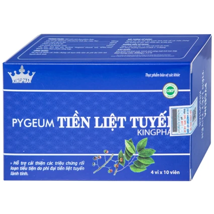 Viên uống hỗ trợ cho người phì đại tiền liệt tuyến Pygeum Tiền Liệt Tuyến Kingphar (4 vỉ x 10 viên)