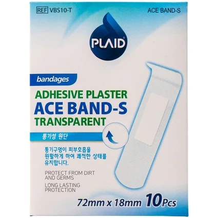 Băng cá nhân Plaid Ace Band-S 72x18mm (10 miếng) trong suốt Young Chemical