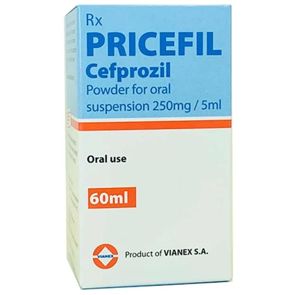Hỗn dịch Pricefil Cefprozil Vianex điều trị viêm họng, viêm amidan, viêm xoang (60ml)