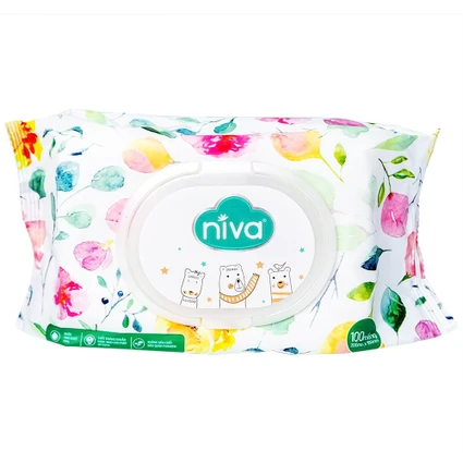 Khăn giấy ướt Niva Baby làm sạch, kháng khuẩn và giữ vệ sinh (100 miếng)