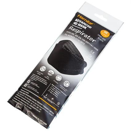 Khẩu trang 4 lớp Hamita Advanced 4D mask màu đen (5 cái)