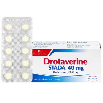 Thuốc Drotaverine Stada 40mg điều trị co thắt dạ dày, ruột, hội chứng ruột kích thích (5 vỉ x 10 viên)
