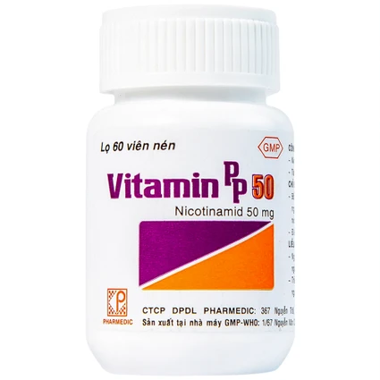 Thuốc Vitamin PP 50mg Pharmedic phòng ngừa và điều trị bệnh pellagra (60 viên)