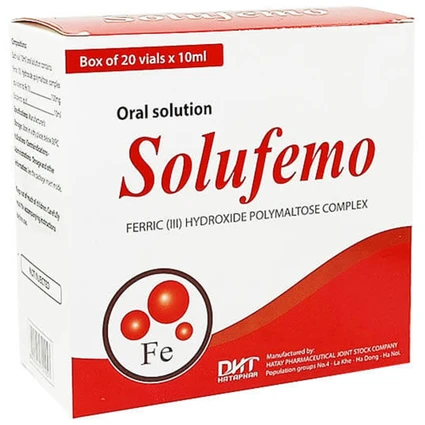 Dung dịch uống Solufemo 100mg Hataphar điều trị và dự phòng thiếu máu (20 ống)