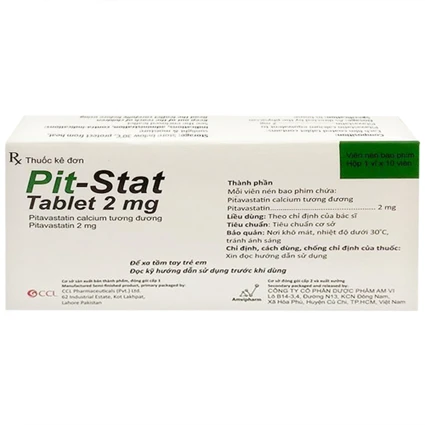 Thuốc Pit-Stat 2mg Am Vi bổ sung chế độ dinh dưỡng để làm giảm cholesterol toàn phần (1 vỉ x 10 viên)