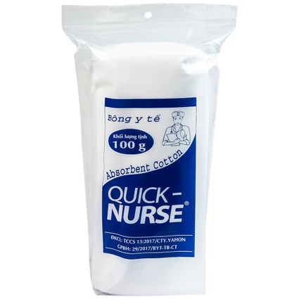 Bông gòn Quick Nurse 100g dùng cho vết thương ngoài da, sát trùng, vệ sinh