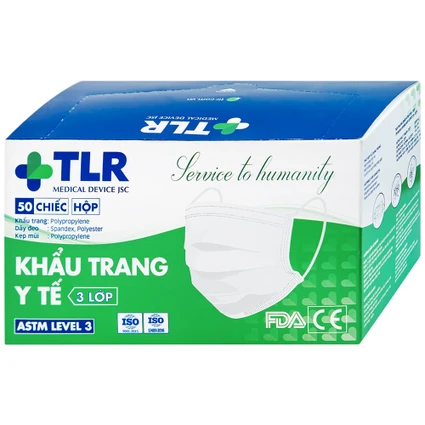 Khẩu trang 3 lớp TLR (50 cái) ngăn khói bụi, vi khuẩn