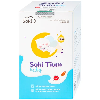 Bột hòa tan hỗ trợ trẻ giảm quấy khóc, giúp trẻ ngủ ngon, tăng cường tiêu hóa Soki Tium Baby (12 gói x 3g)