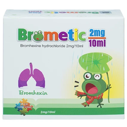 Thuốc Brometic 2mg/10ml làm loãng đờm trong các bệnh phế quản phổi cấp và mạn tính (4 vỉ x 5 ống)