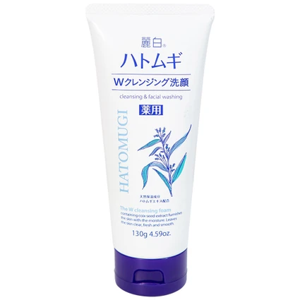 Sữa rửa mặt tẩy trang Reihaku Hatomugi W Cleansing Foam làm sạch tế bào chết, dưỡng ẩm (130g)